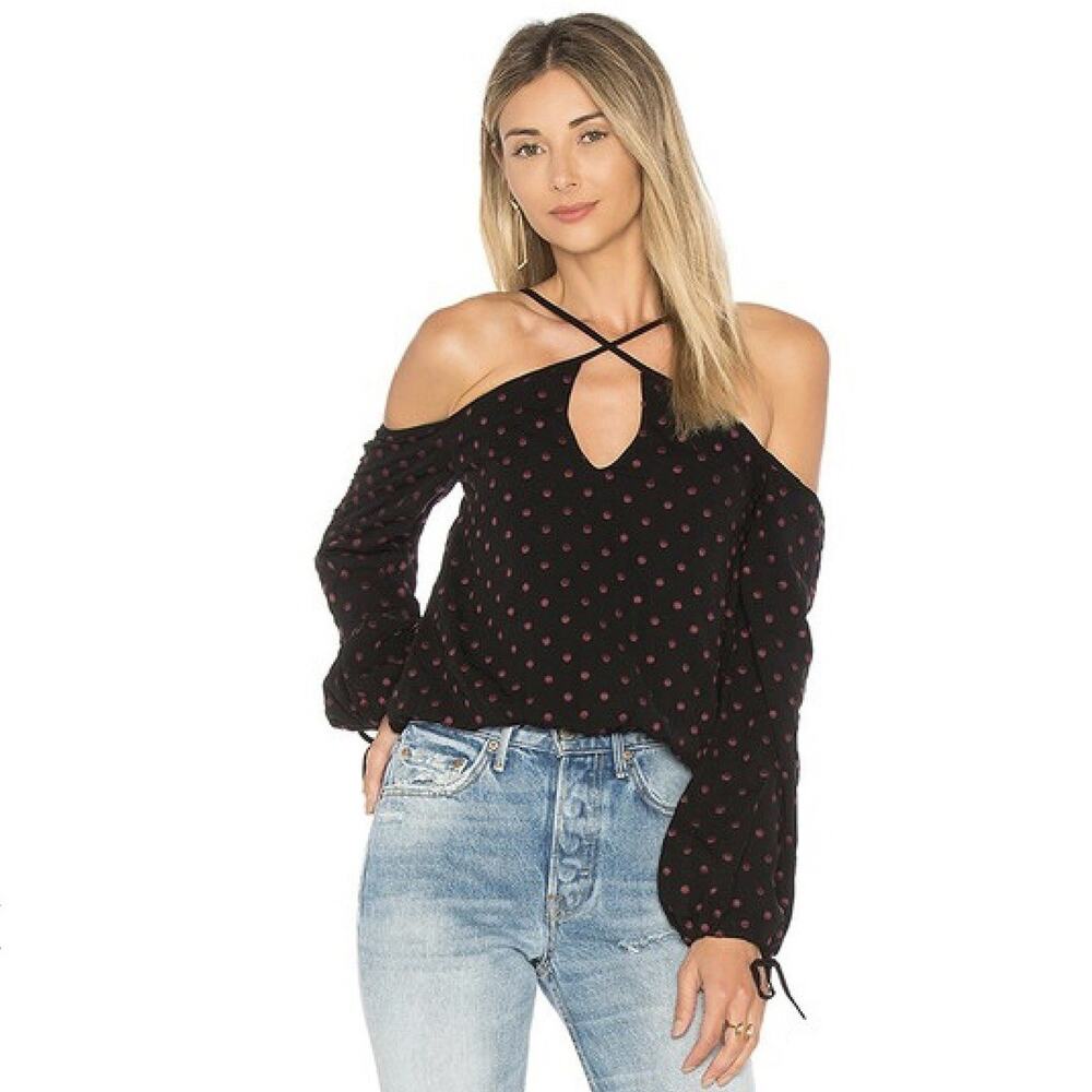Lovers & Friends Stone Top Black+Merlot Crotted Tie Cuffs Small Boho NWT